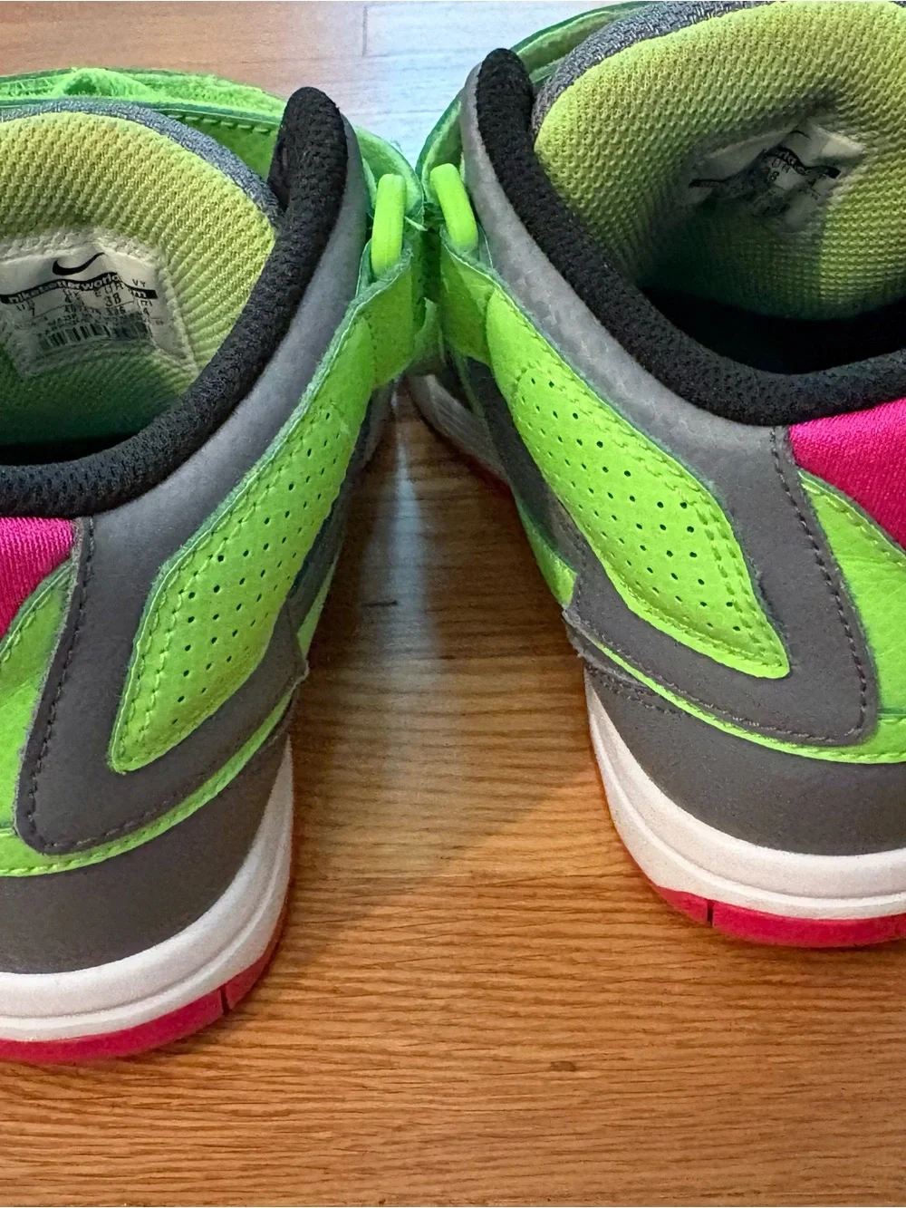Nike Kids High-Top Sneakers in Neon Green, Blue and Gray